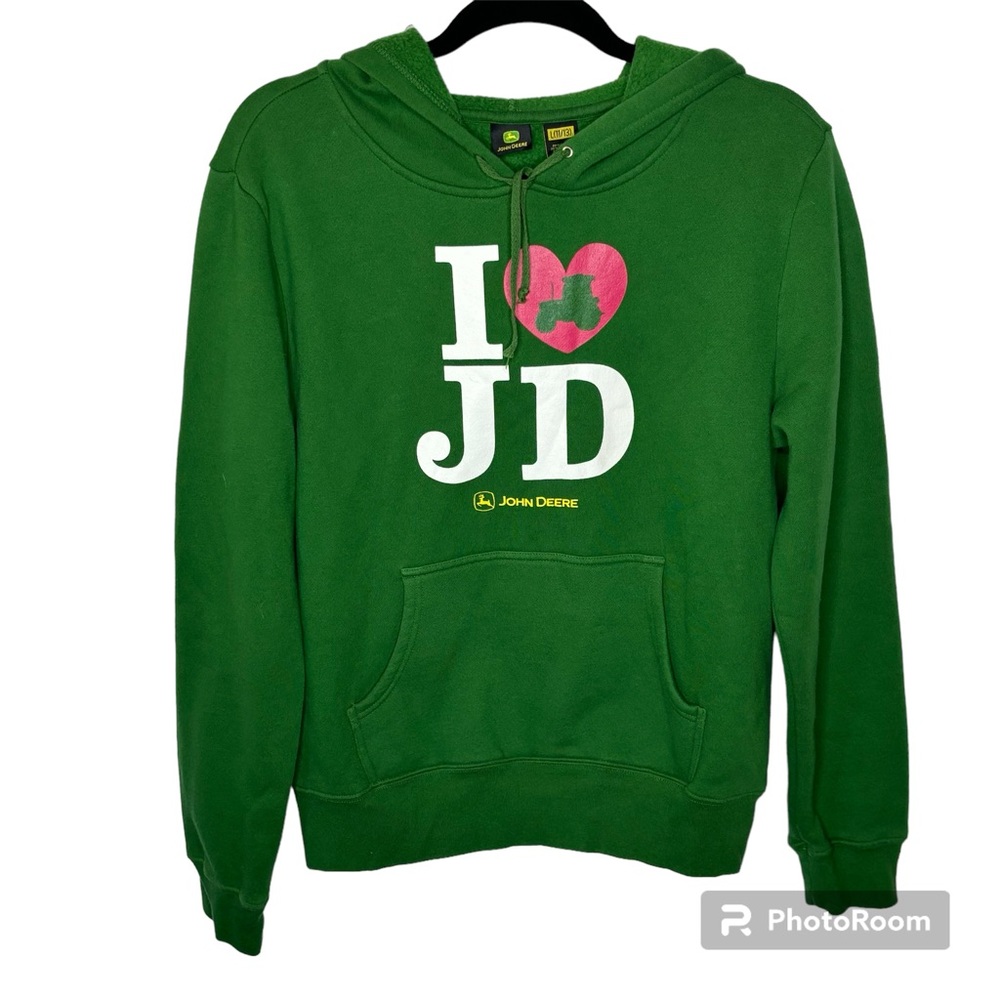 John Deere Girl’s Hoodie Size L 11/13 Green I 🩷 John Deere Pockets